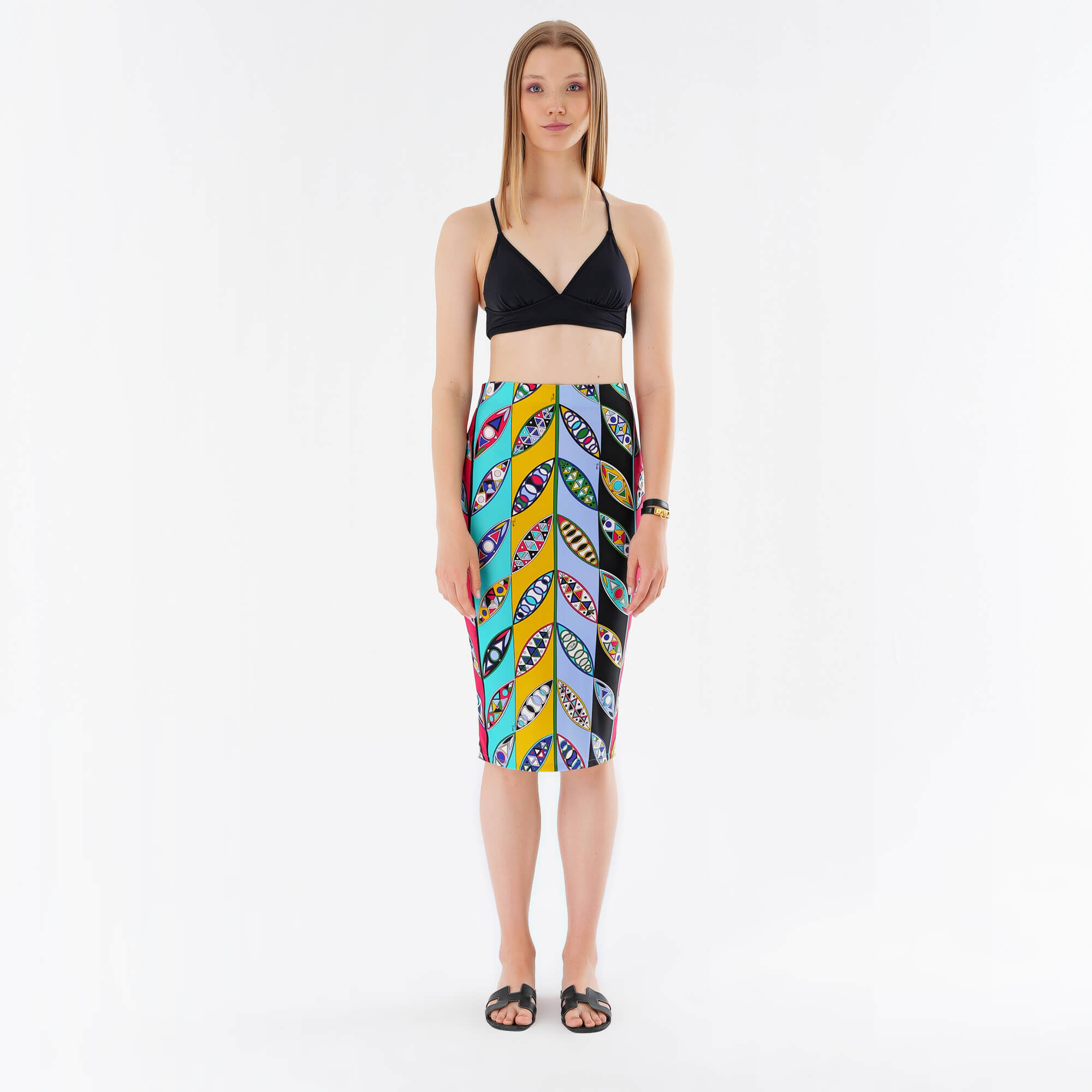 Emilio Pucci - Green Girandole Print Midi Skirt M